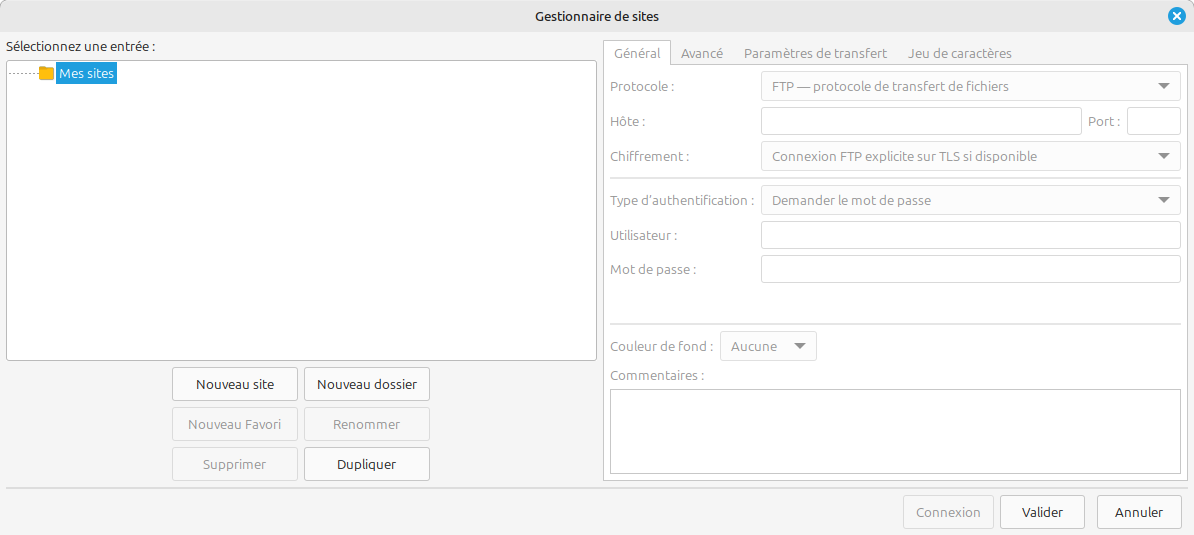 filezilla_gestionnaire_sites