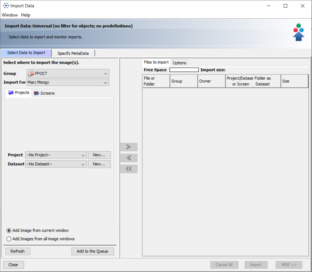 OMERO imagej import